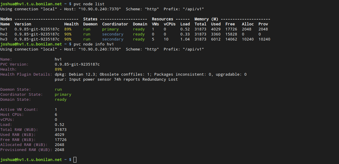 3. Node information