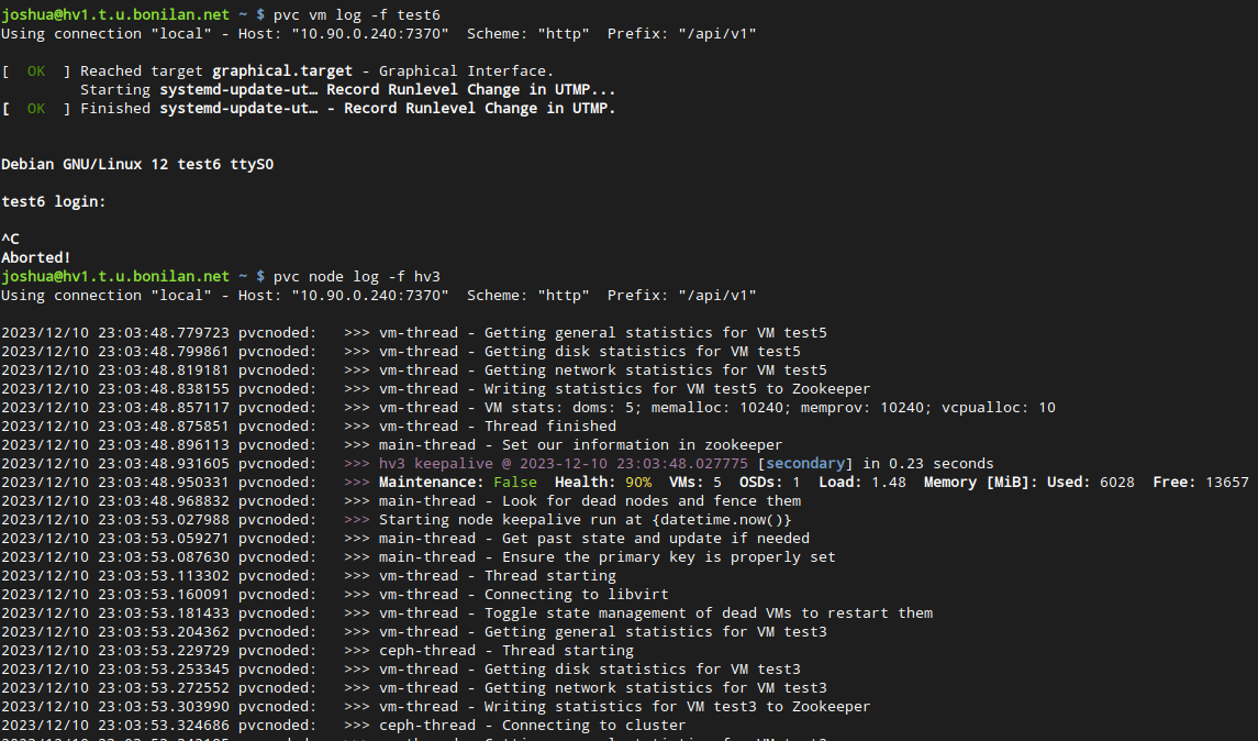 8. VM and node logs